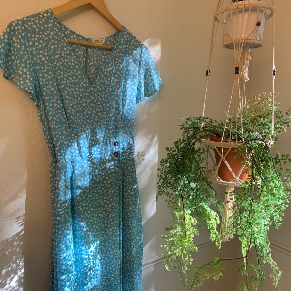 Midi Sun Dress - Blue floral